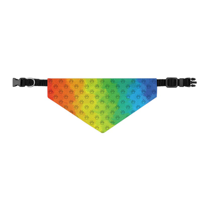 Watercolor Rainbow Paw Print Pattern Pet Bandana Collar (S - XL)