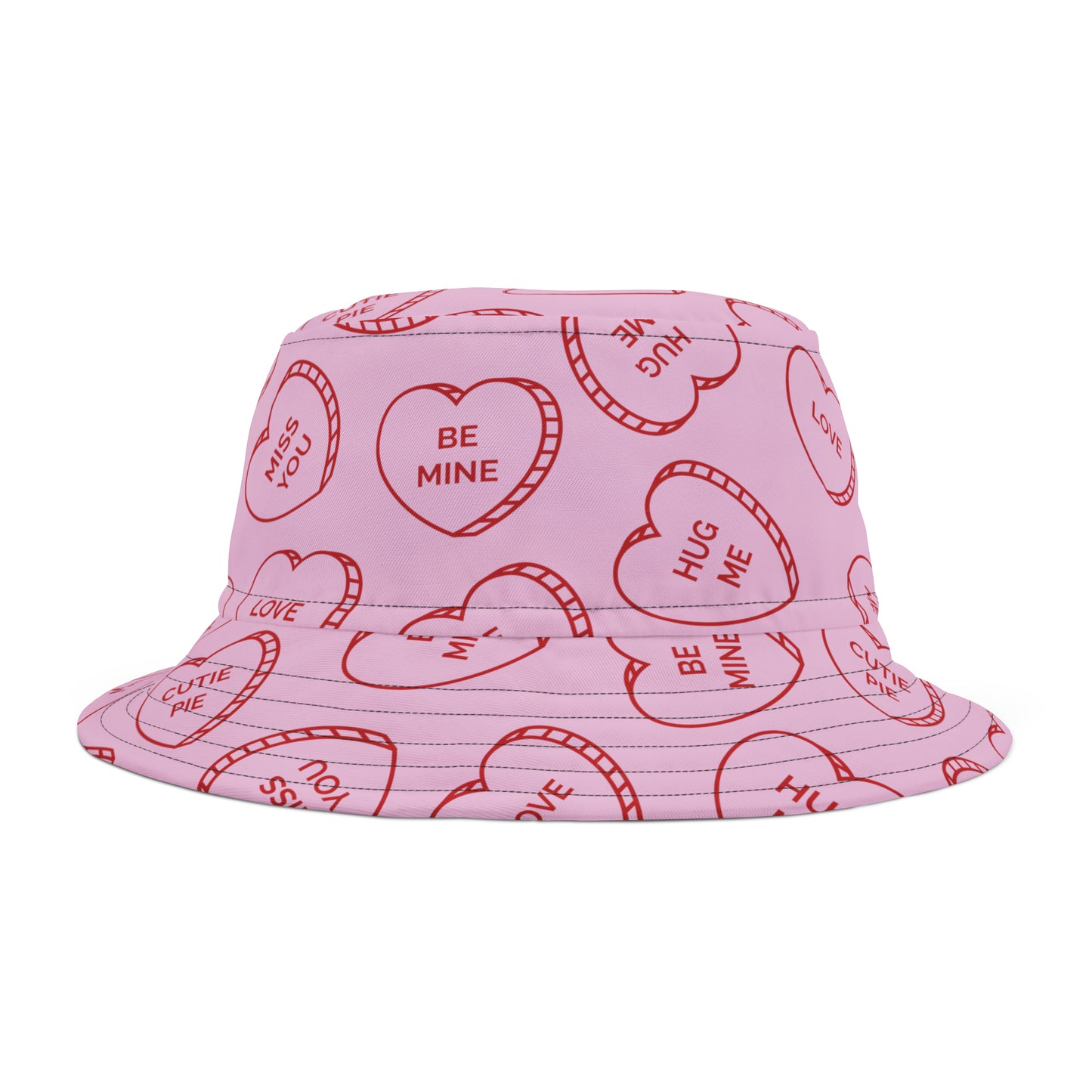 Valentine's Day Bucket Hat - Valentine Heart Shaped Candy Design
