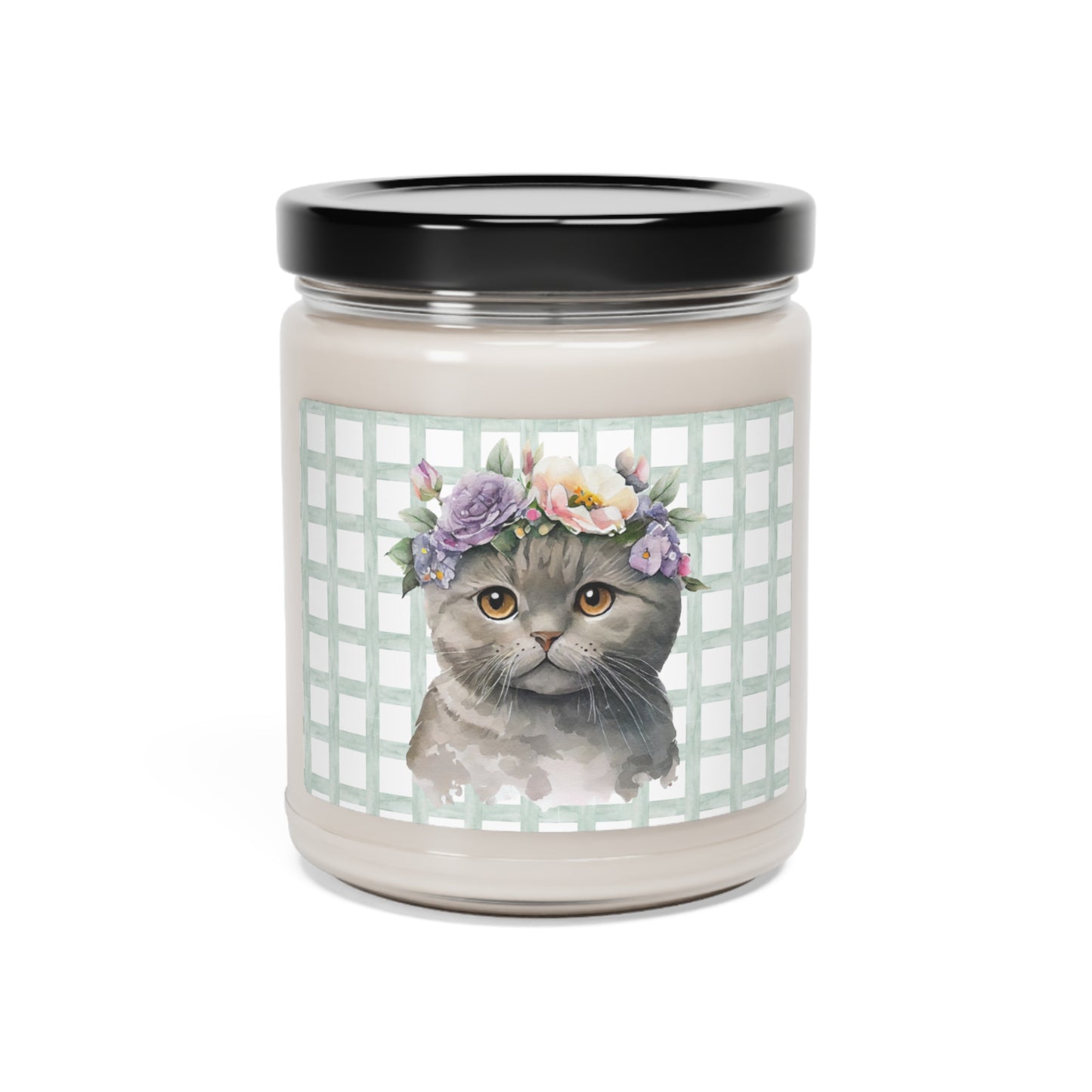 'Floral Cat 1' Spring Themed Soy Candle (9 Scents)