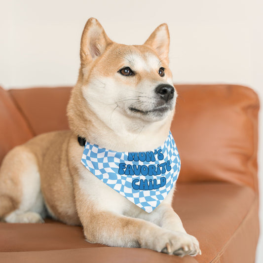 "Mom's Favorite Child" Blue Bandana Collar