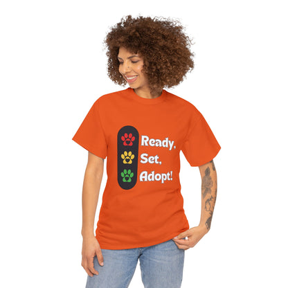 "Ready, Set, Adopt!" Traffic Light Heavy Cotton Tee