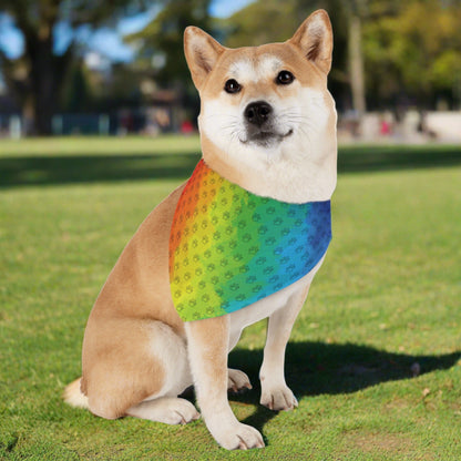 Watercolor Rainbow Paw Print Pattern Pet Bandana Collar (S - XL)