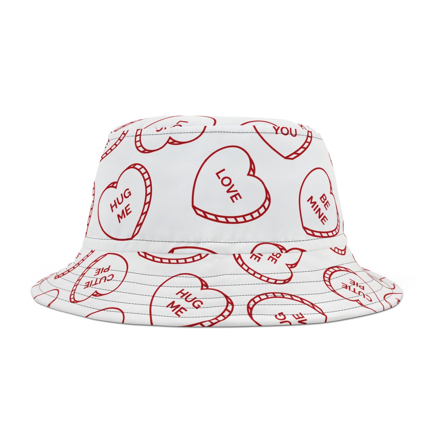 Valentine's Day Bucket Hat - Valentine Heart Shaped Candy Design