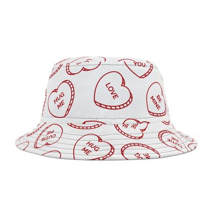 Valentine's Day Bucket Hat - Valentine Heart Shaped Candy Design