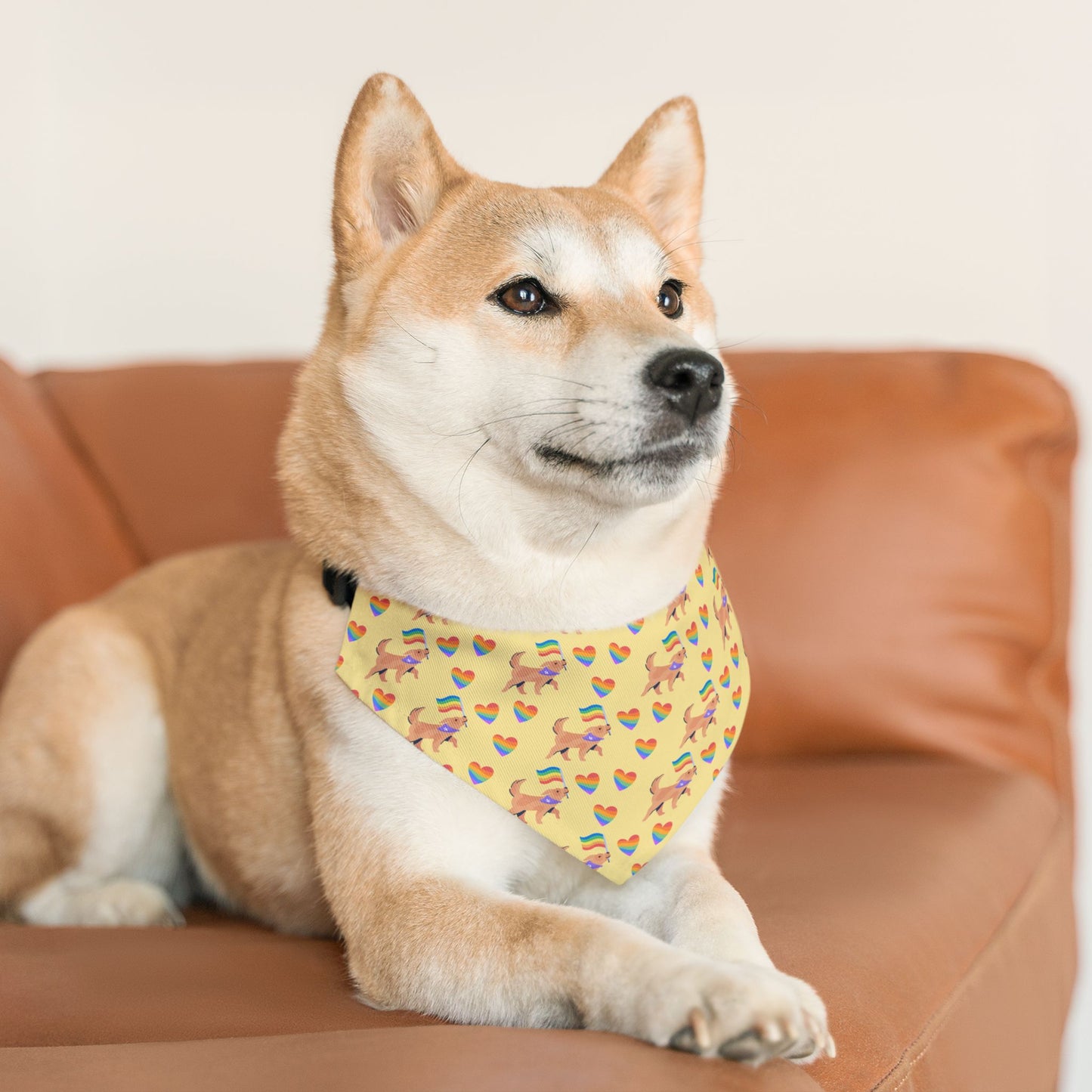 Rainbow Hearts Pet Bandana Collar