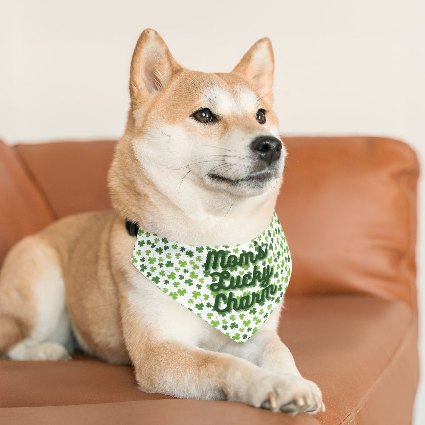 "Mom’s Lucky Charm" Pet Bandana Collar – St. Patrick’s Day Dog Accessory