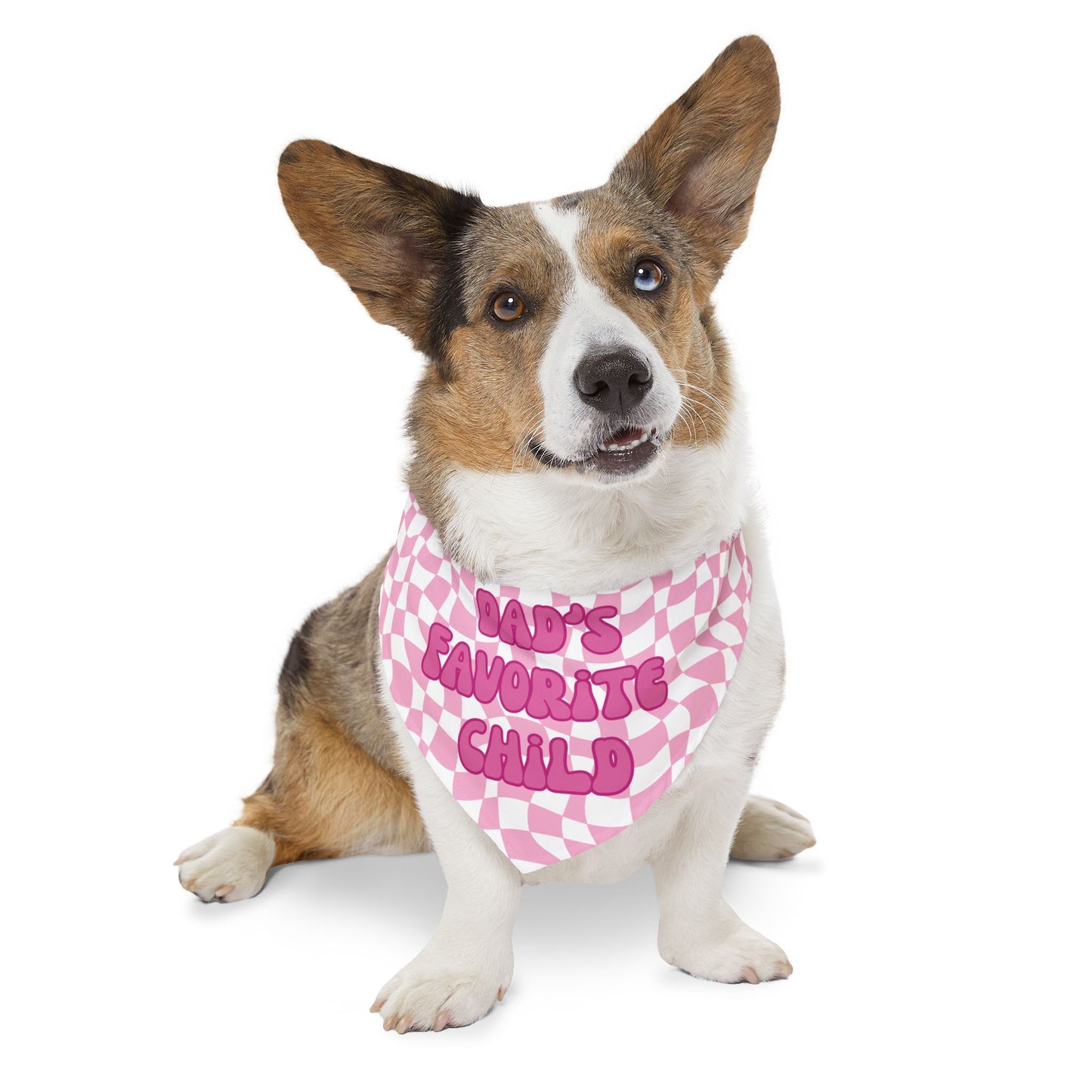 “Dad’s Favorite Child” Pink Pet Bandana – Cute Pet Bandana Scarf for Pet Dads
