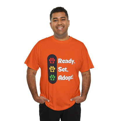 "Ready, Set, Adopt!" Traffic Light Heavy Cotton Tee