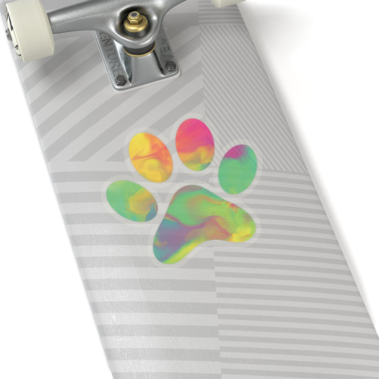 Rainbow Watercolor Paw Print Kiss-Cut Sticker