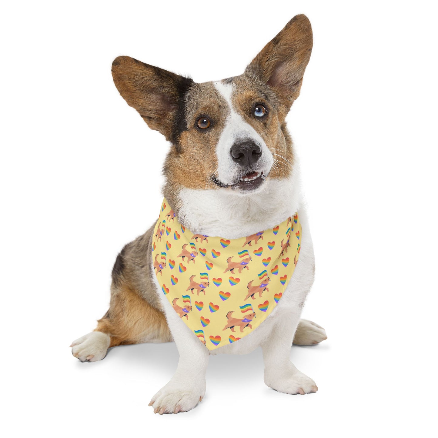 Rainbow Hearts Pet Bandana Collar