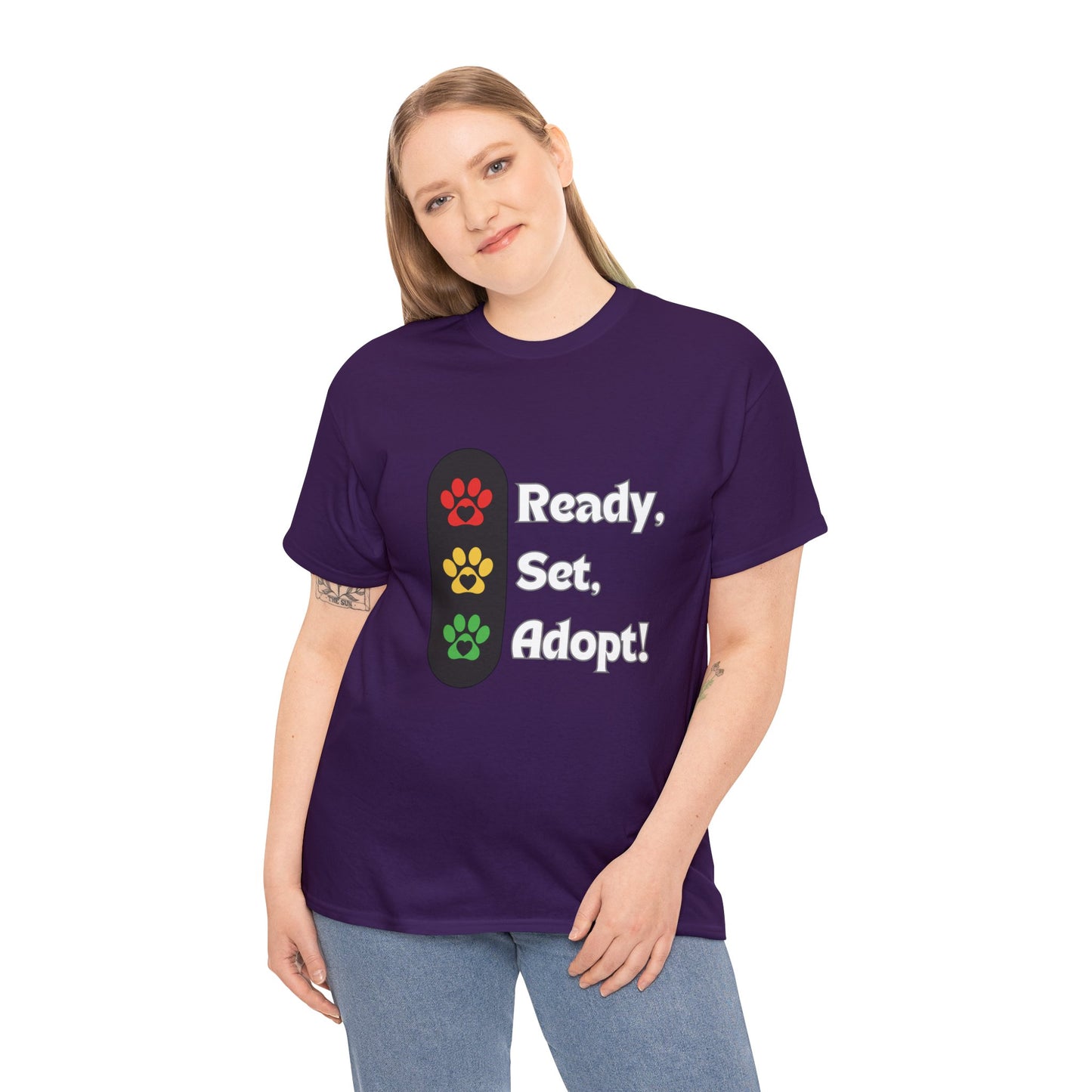 "Ready, Set, Adopt!" Traffic Light Heavy Cotton Tee