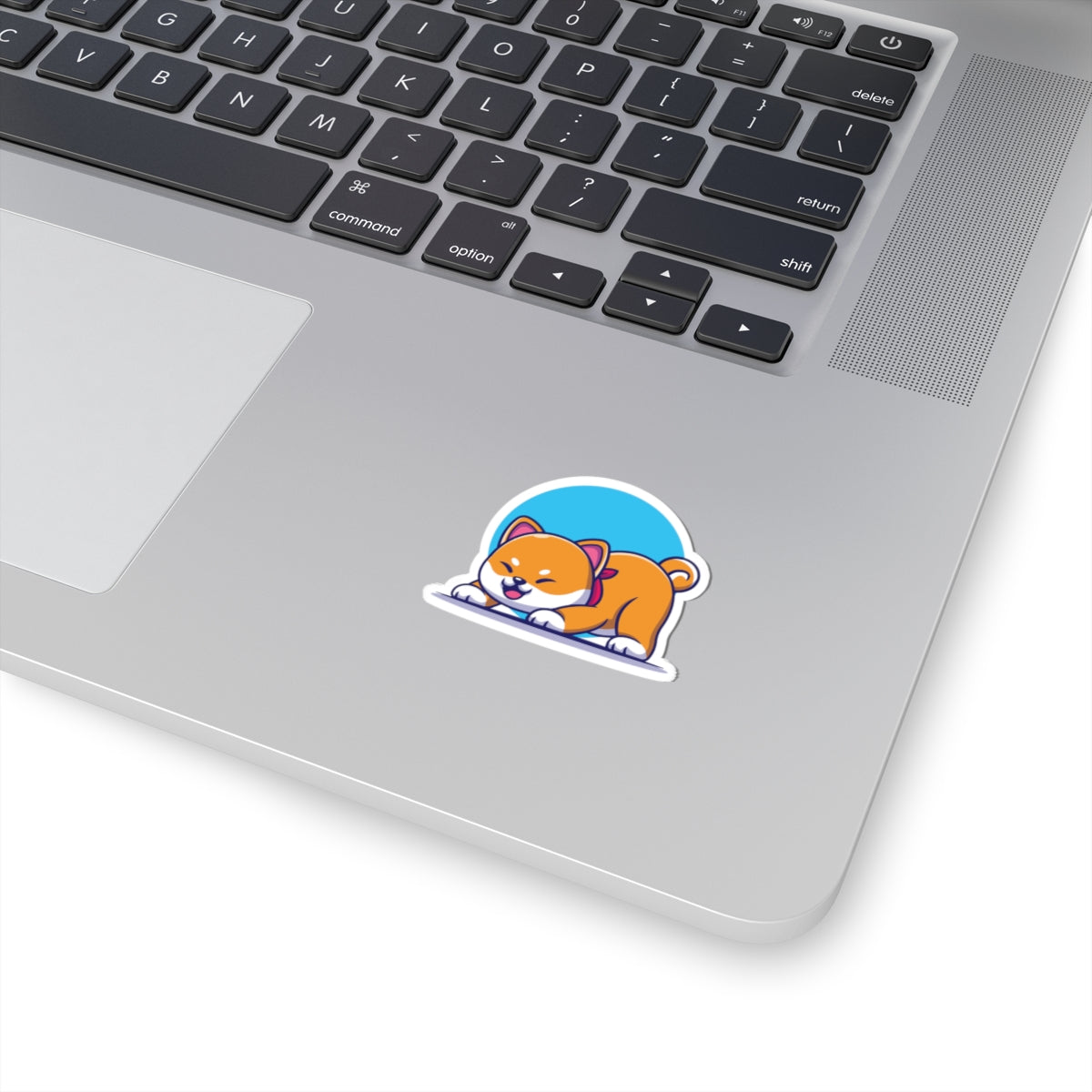 Cute Shiba Inu Stretching Love Kiss-Cut Sticker