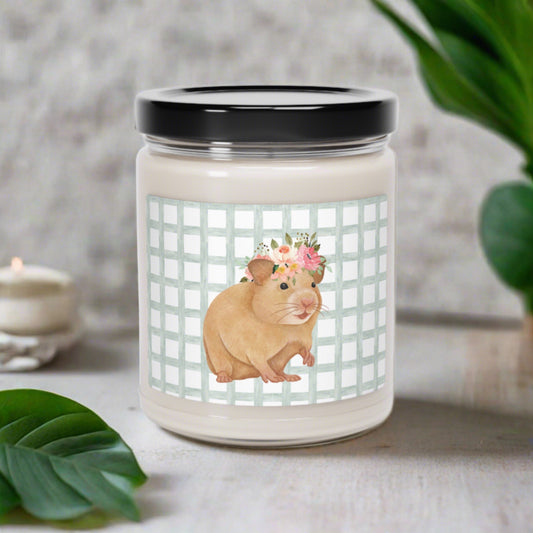 'Hamster and Flowers' Spring Themed Soy Candle (9 Scents)