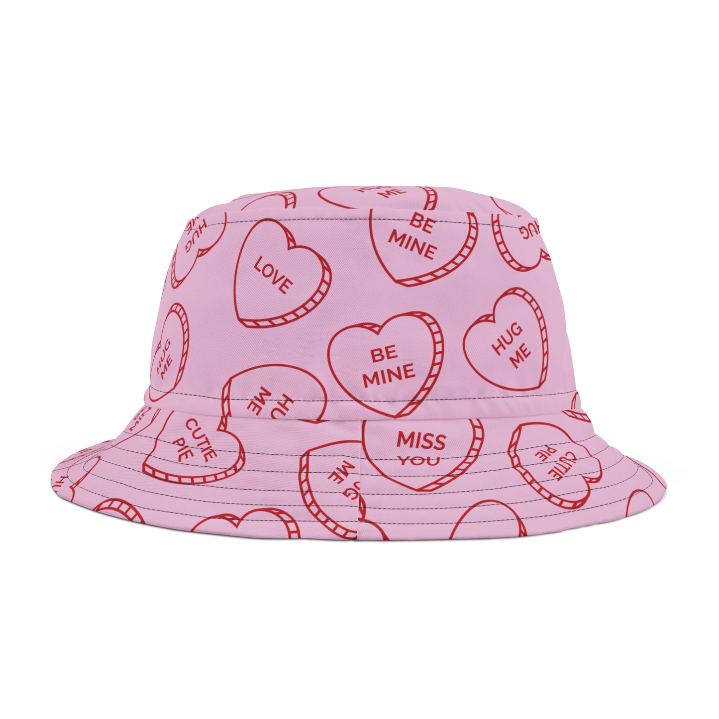 Valentine's Day Bucket Hat - Valentine Heart Shaped Candy Design