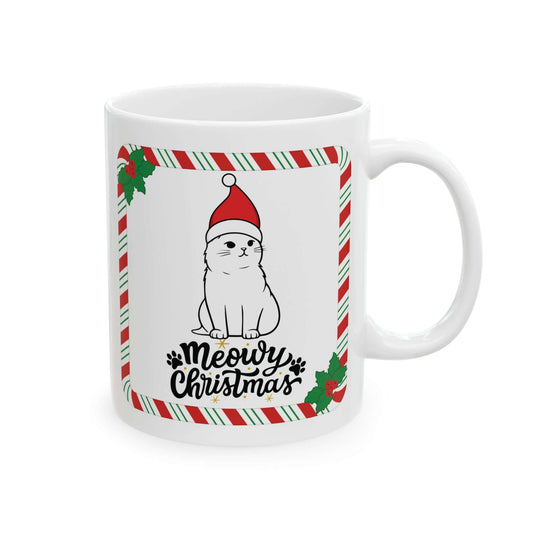 Christmas Kitty Ceramic Mug – Cute Holiday Cat Coffee Cup (11oz & 15oz)