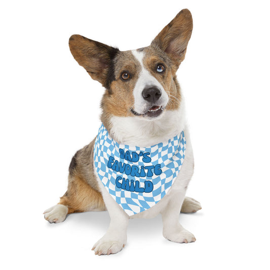 “Dad’s Favorite Child” Blue Pet Bandana – Cute Collar for Pet Dads