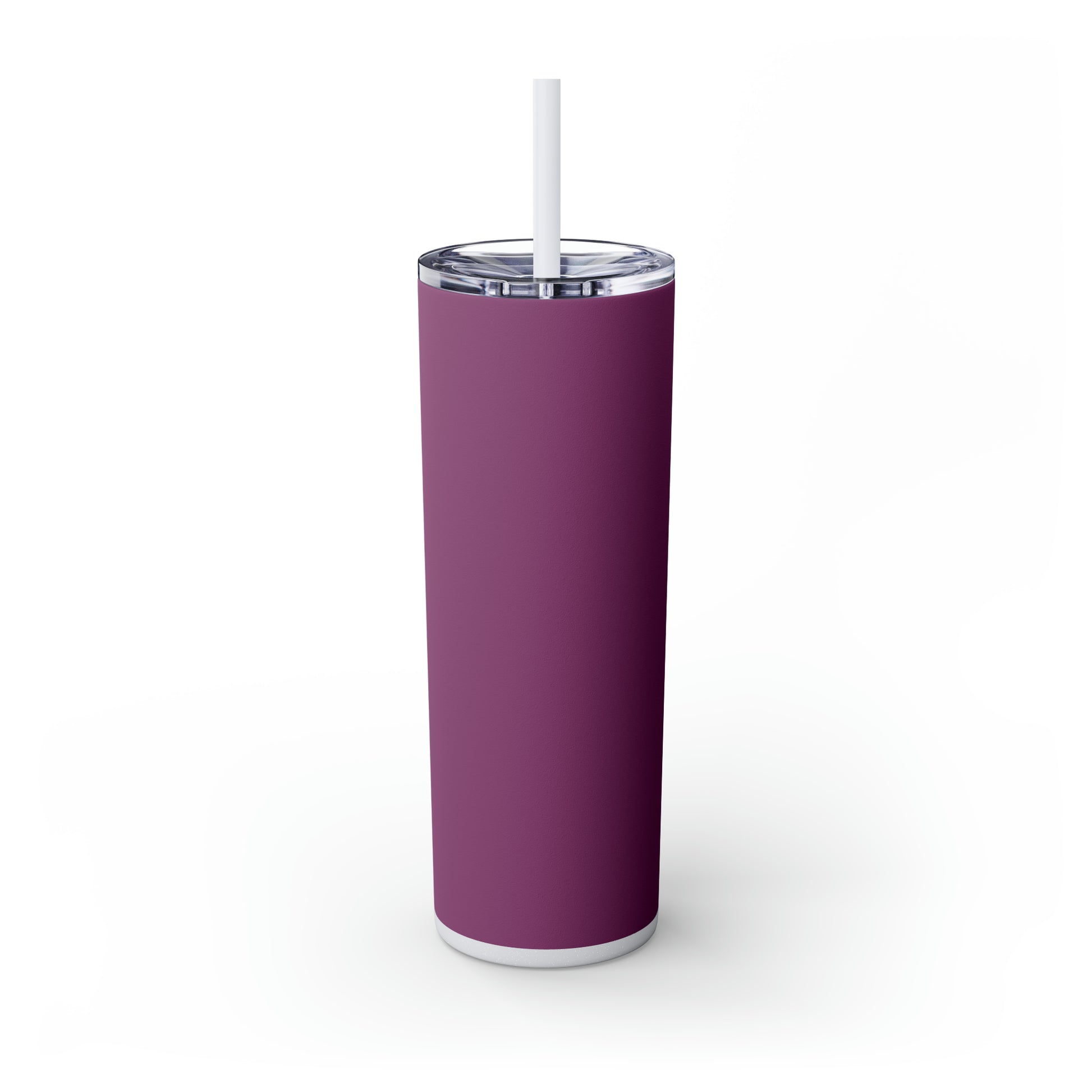 back of skinny tumbler with all purple back 