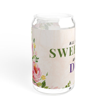 Dog Phrase Floral 16 oz Sipper Glass Cup