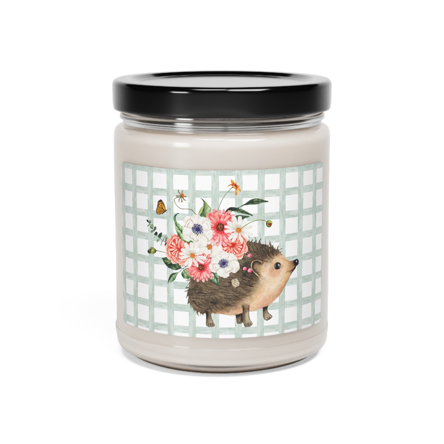 'Hedgehog and Flowers' Spring Themed Soy Candle (9 Scents)