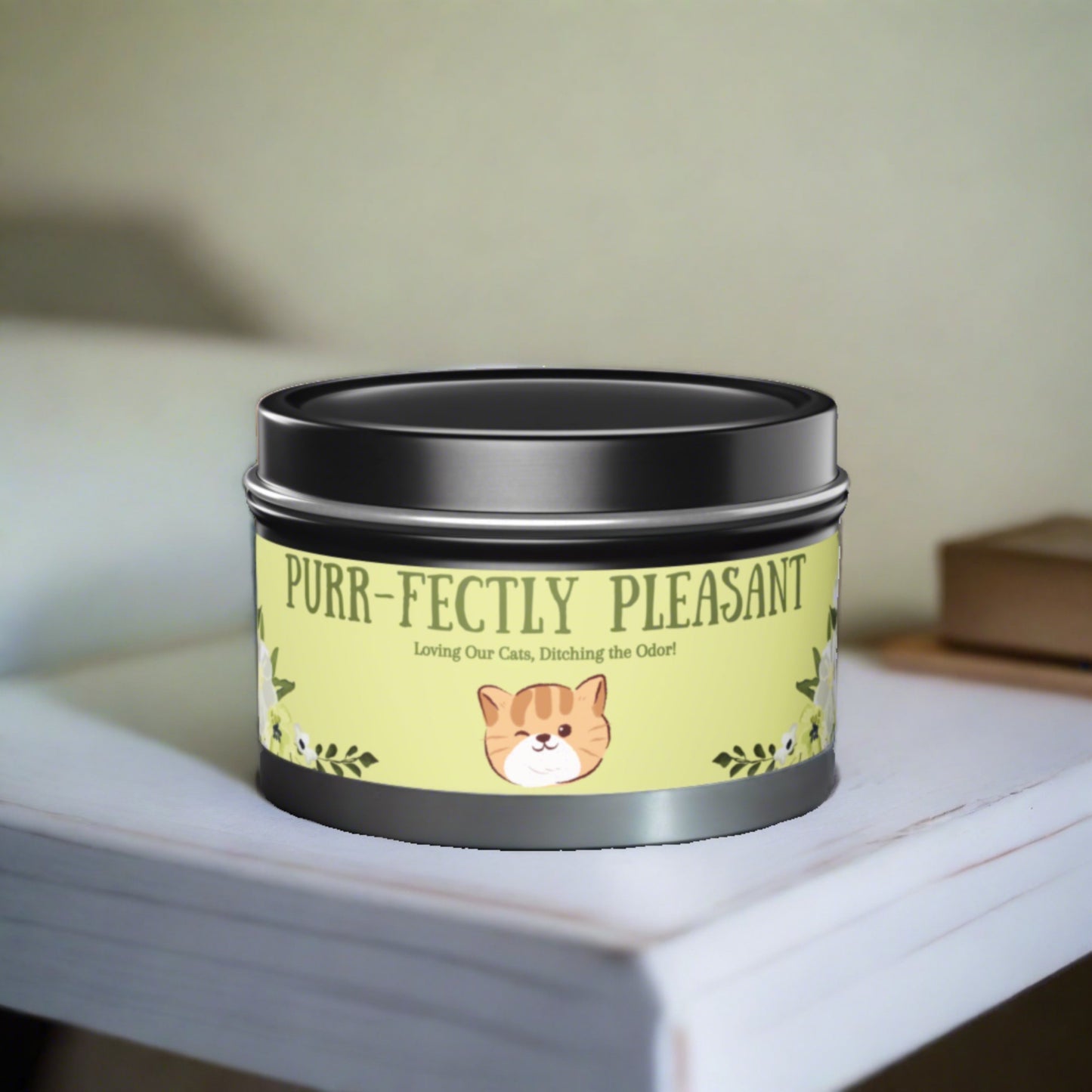 Purr-fectly Pleasant Cat Litter Defusing Tin Candle