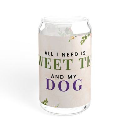 Dog Phrase Floral 16 oz Sipper Glass Cup