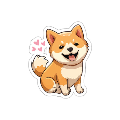 Cute Shiba Inu Love Kiss-Cut Sticker