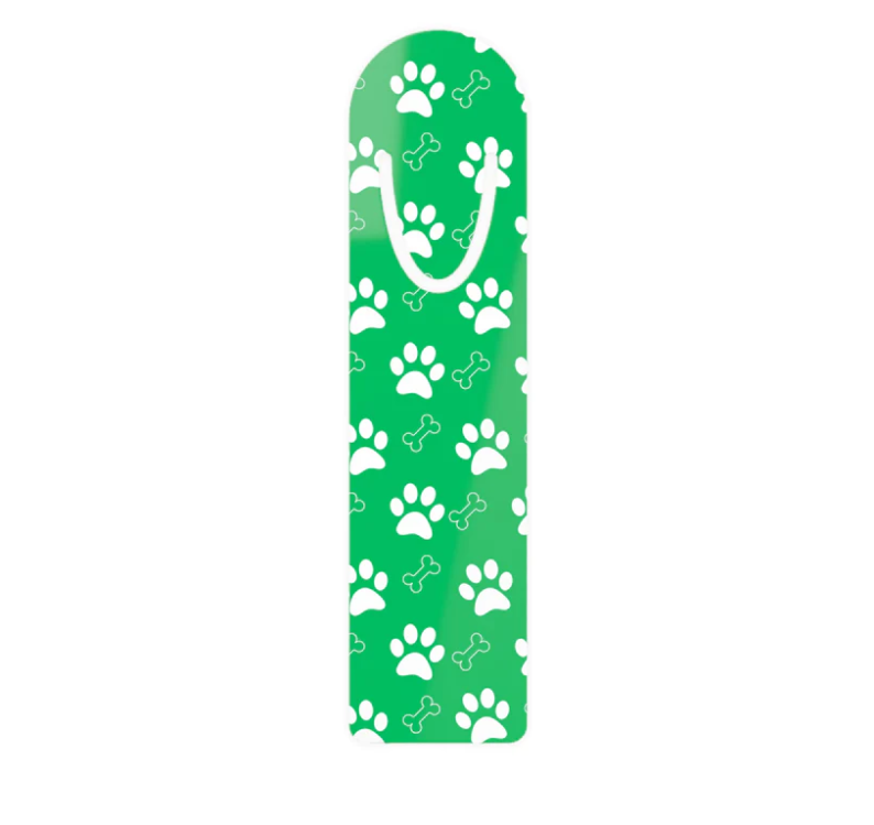 Green  Dog Paw Print Aluminum Book Mark