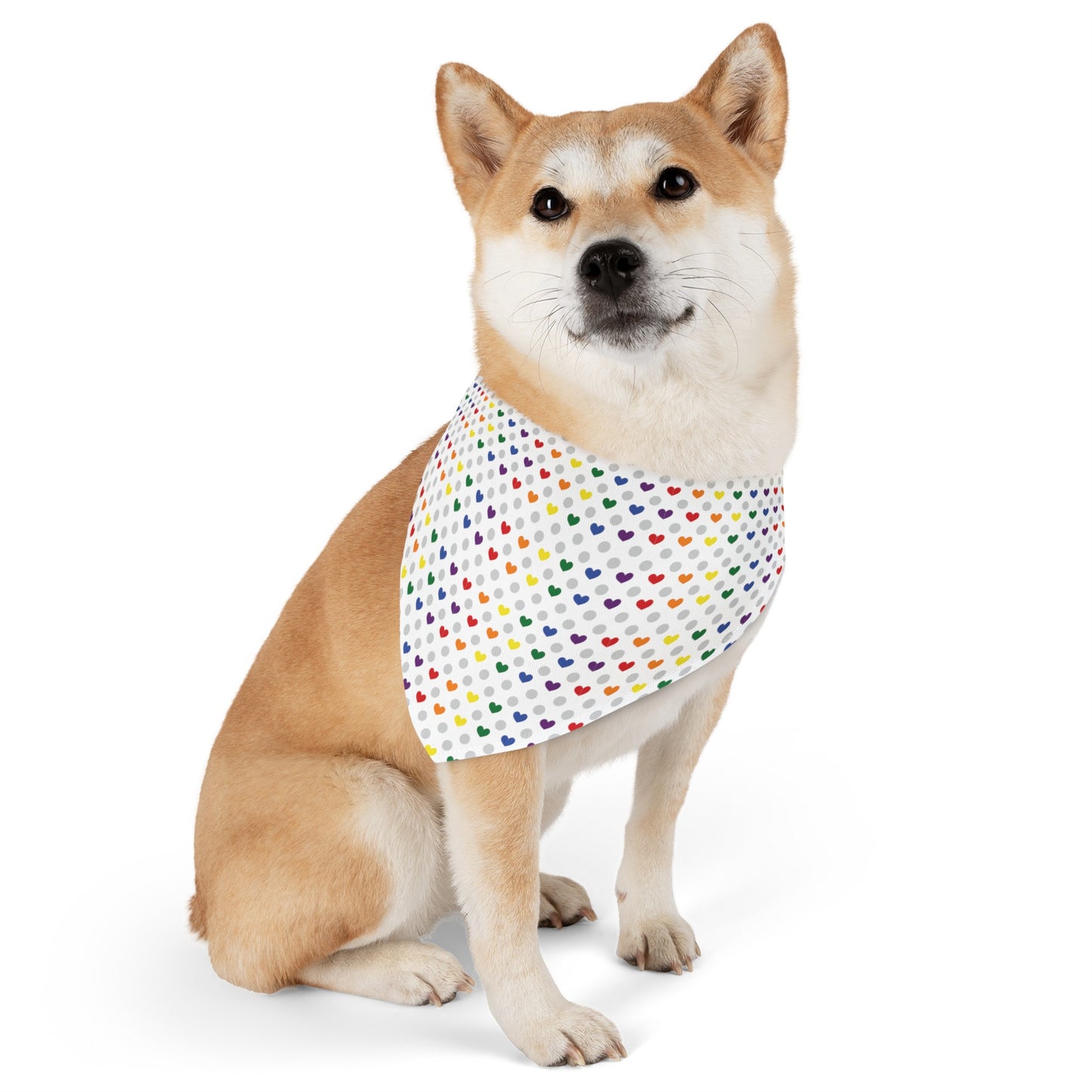 PRIDE, Rainbow Heart Pattern Pet Bandana Collar (S - XL)