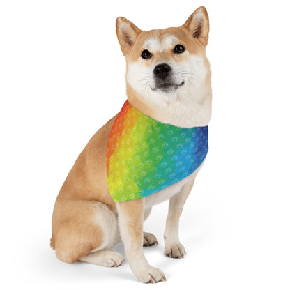 Watercolor Rainbow Paw Print Pattern Pet Bandana Collar (S - XL)