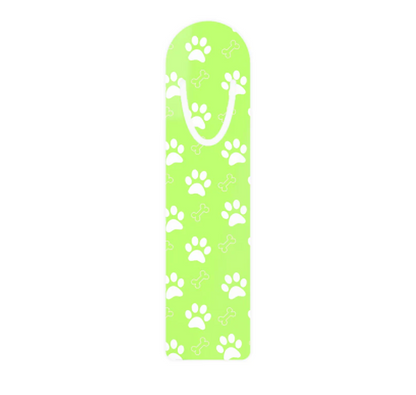 Lime Green  Dog Paw Print Aluminum Book Mark