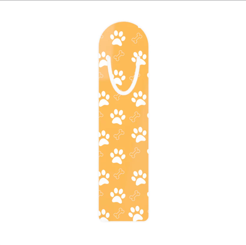 Orange Dog Paw Print Aluminum Book Mark