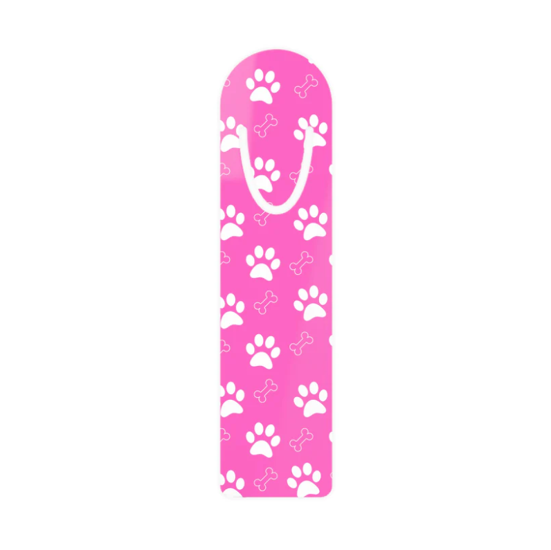 Bright Pink  Dog Paw Print Aluminum Book Mark