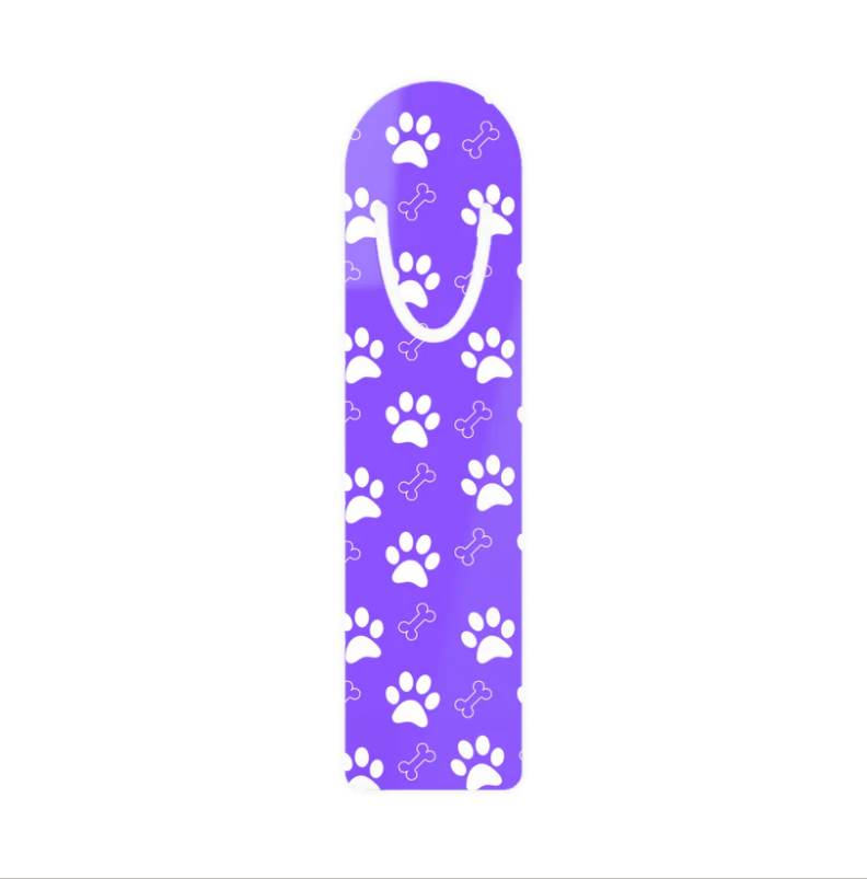 Purple  Dog Paw Print Aluminum Book Mark