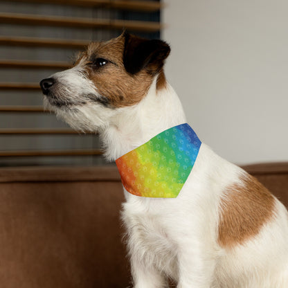 Watercolor Rainbow Paw Print Pattern Pet Bandana Collar (S - XL)