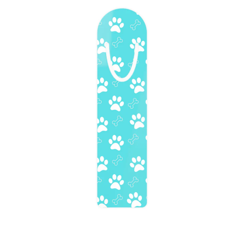 Turquoise  Dog Paw Print Aluminum Book Mark