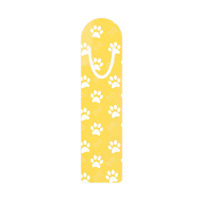 Yellow  Dog Paw Print Aluminum Book Mark