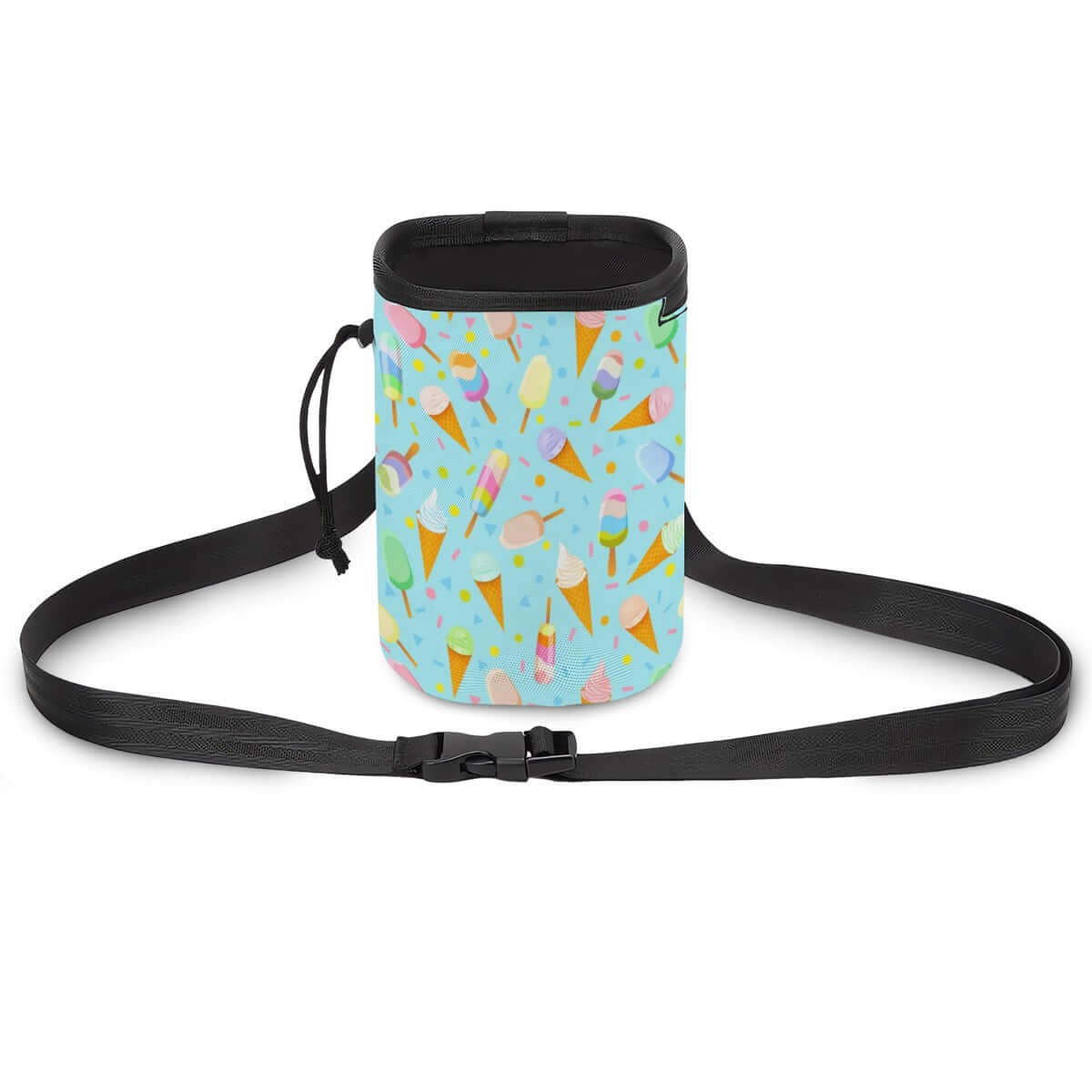 Mint Ice Cream Pattern Dog Treat Pouch – Cute Hands-Free Shoulder Bag for Pet Training & Walks