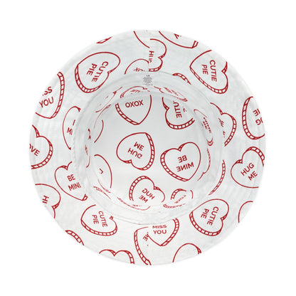 Valentine's Day Bucket Hat - Valentine Heart Shaped Candy Design
